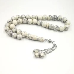 Natural stone Rosary Muslim Tasbih White Turquois 33 prayer beads islamic gift
