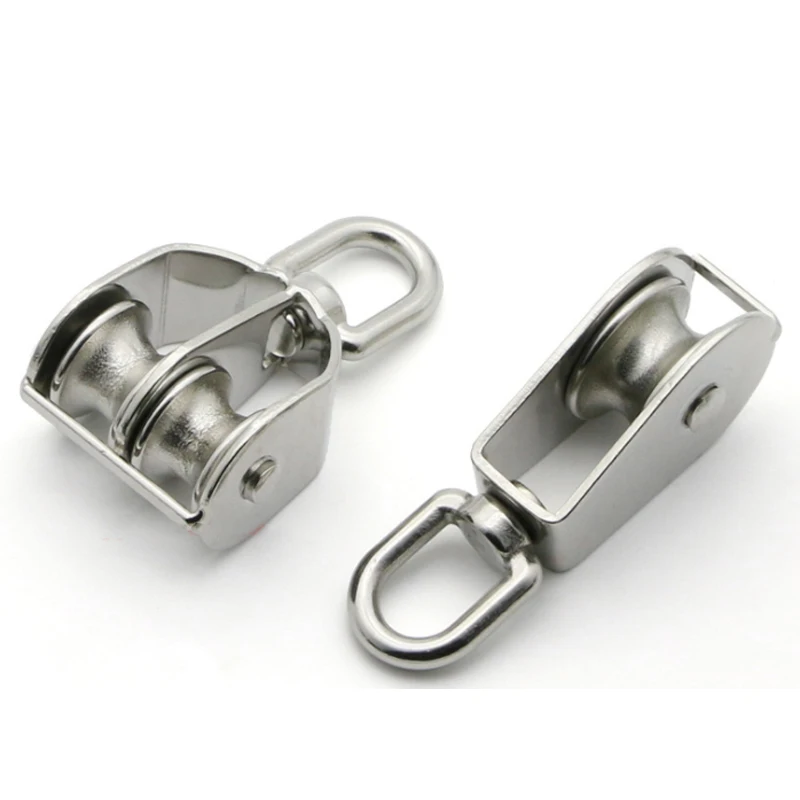 M15 M20 Pulley Block Stainless Steel pulley Traction Wheel Heavy Duty Steel Single Double Wheel Swivel Lifting Rope Block