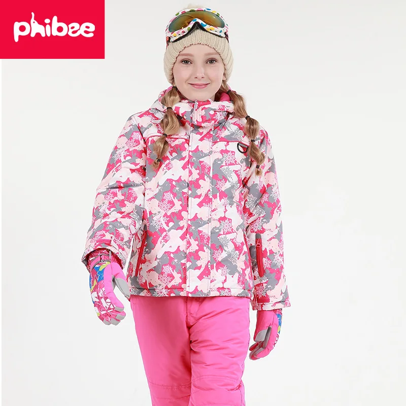 Boys Girls Skiing Set Children Outdoor Waterproof Windproof Winter Snowboard Suit Kids Ski Jacket Warm Fleece Outerwear Set