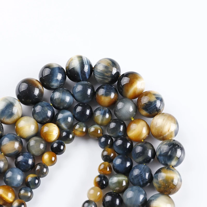Natural Stone Blue Golden Tiger Eye Spacer4 6 8 10 12mm Round Loose Beads Fit DIY Charms Jewelry Making Bracelet Necklace