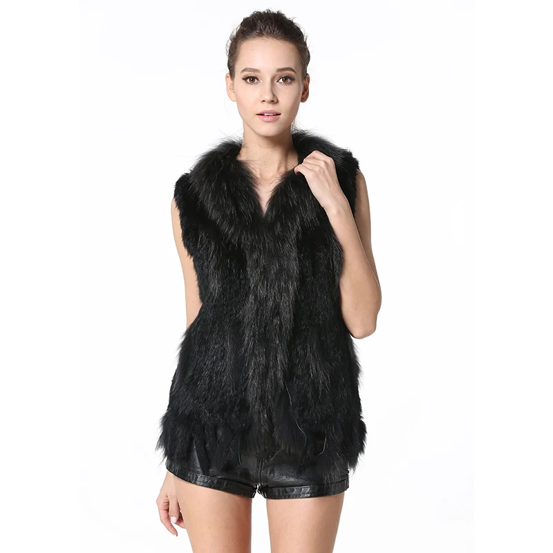 IANLAN Delle Donne Gilet di Pelliccia di Coniglio Signore Reale Raccoon Gilet di Pelliccia Casual Gilet Formato Standard IL00001