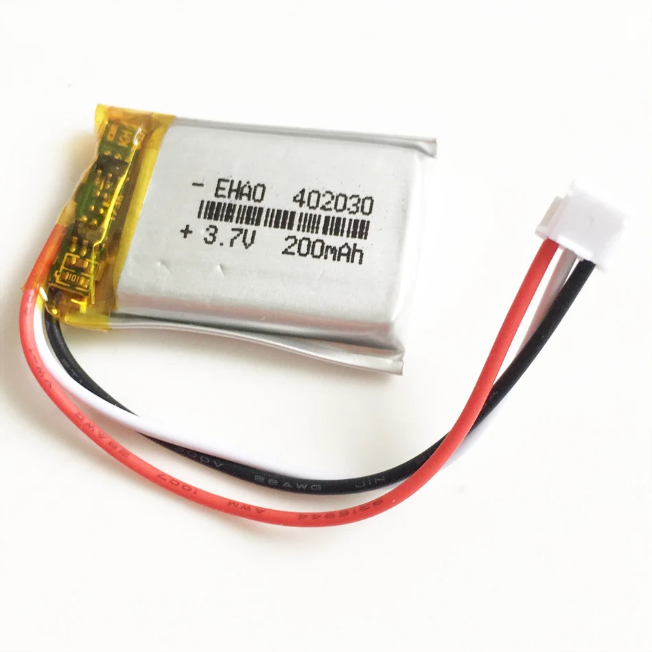 Akumulator polimerowy 3.7V 200mAh Lipo 402030 + JST 1.5mm 3pin wtyczka dostosowany certyfikat do inteligentnego zegarka Bluetooth GPS