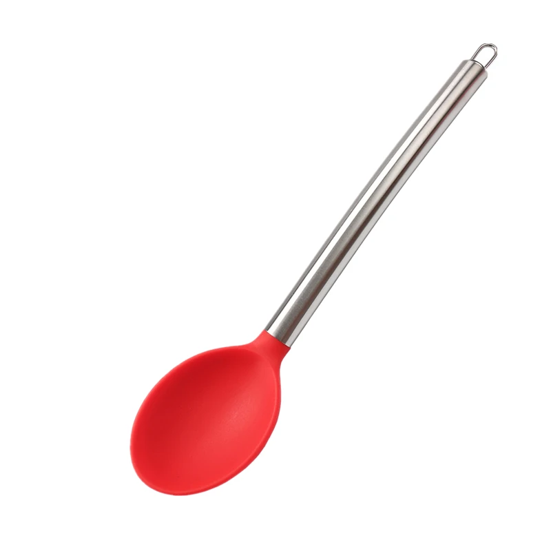 Silicone Kitchen Utensils, Table Spoon, Stainless Steel Handle, Non-stick Pot, Cooking Tools, Silicone spoon, Salad spoon