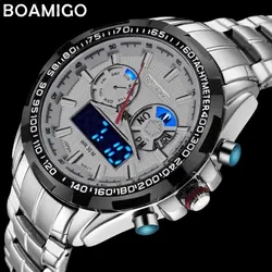 BOAMIGO top luxury brand men sports watches military fashion business steel digital quartz watch gift clock relogio masculino