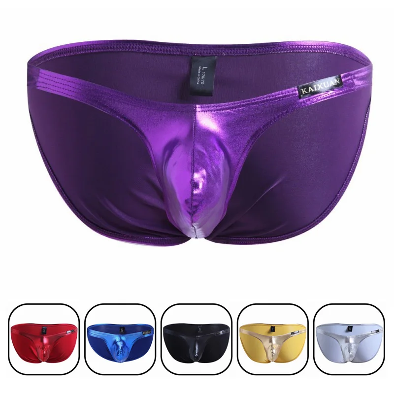 New Hot Selling Men Underwear Patent Leather Sexy Gay Underwear Men\'s Briefs U Convex Pouch Hombre Jockstrap