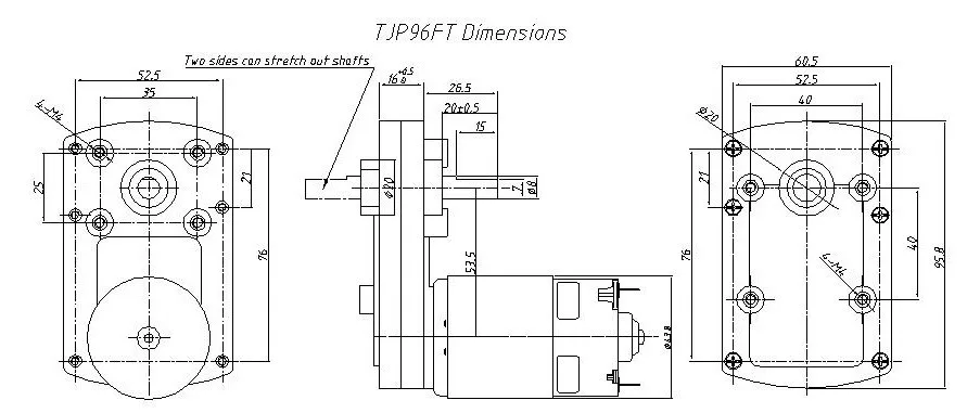 TJP96FT Taihe TYHE permanent magnet DC gear motor seven-character high torque high power micro motor