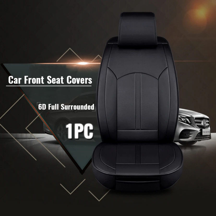 

1PC Car Front Seat Mat Covers 6D Full Surrounded PU Leather Breathable Cushion Pad Set Universal