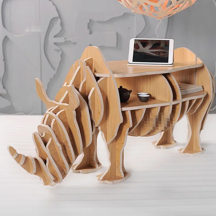 Mesa de centro de madeira sólida de rinoceronte de 45.6 polegadas