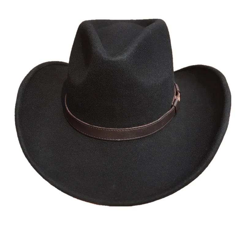 Cowboy Hat Black  Wool Felt Western Hat For Men Women- packed in Strong Cardboard box