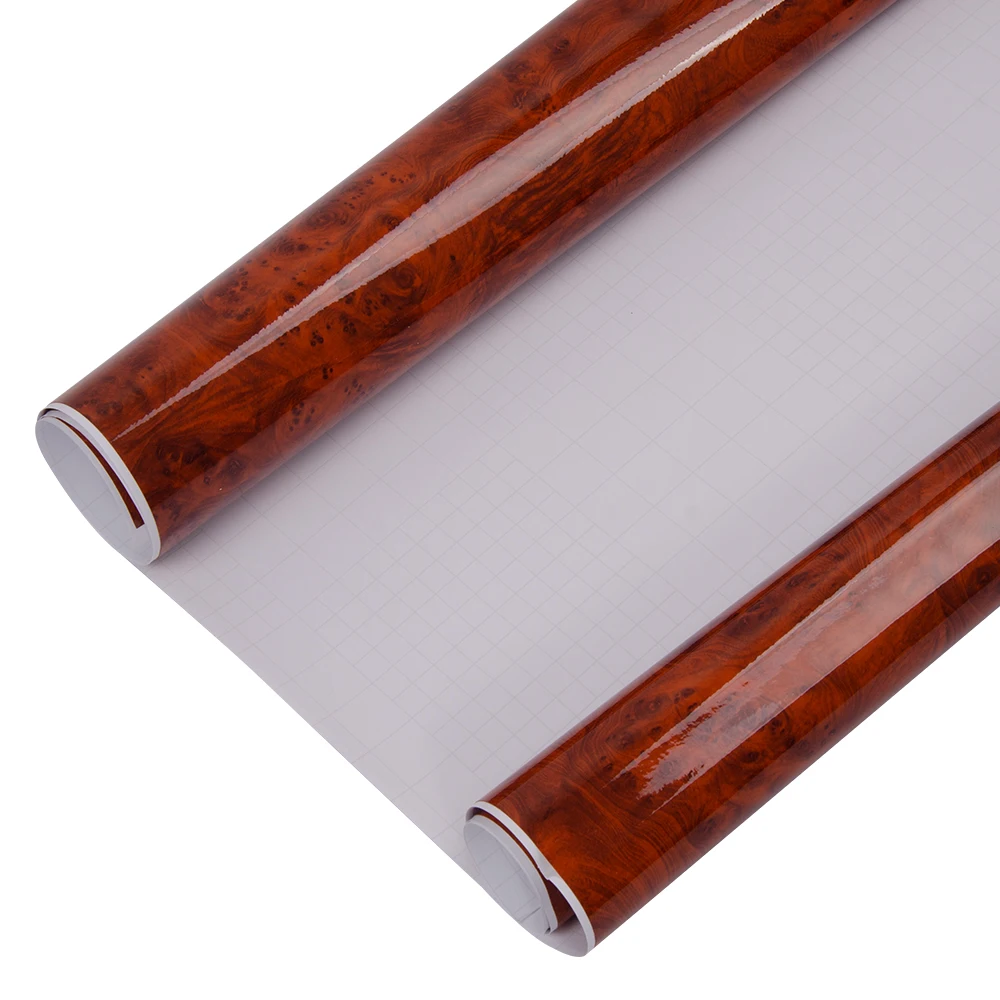 HOHOFILM 124cmx1000cm Glossy Wood Grain Viny Car Interior Sticker Wrap Film Table Film Wallpaper Furniture cabinet vinyl adhesiv