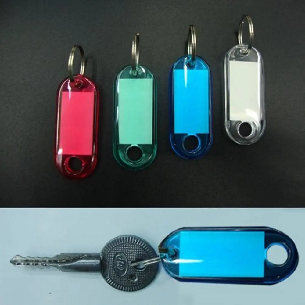 

5 pieces Assorted Color Coded Key Id Label Tags Split Ring Keyring Keychain Key Tag with Label Window