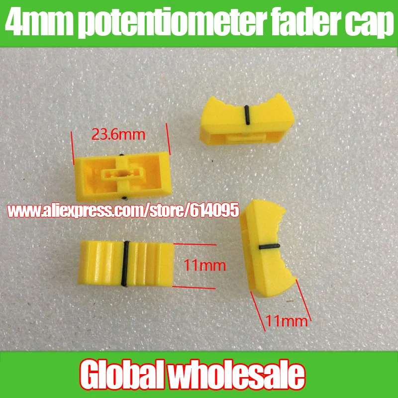 

70pcs Audio Volume Adjustment Fader Cap / 4mm Straight Slide Potentiometer Knob Cap Mixer Console 4mm Cap Yellow