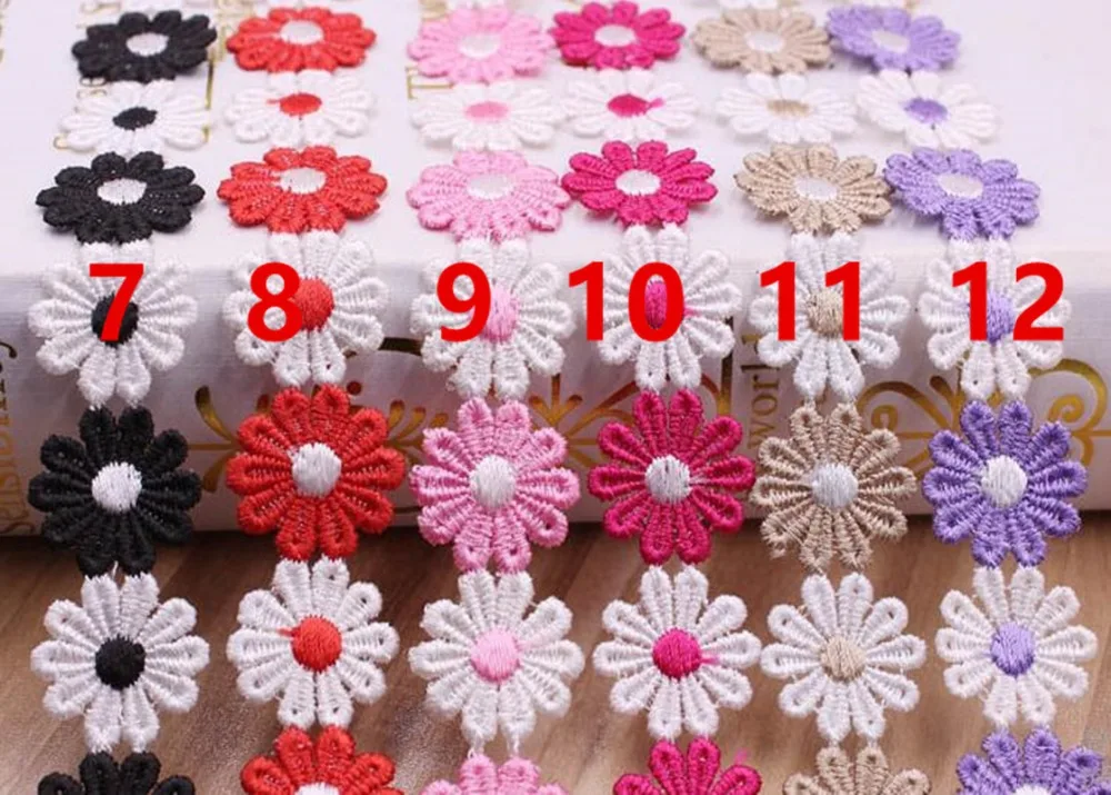 

2.5cm colorful dyed yarn embroidery lace trim, children hair decorative accessories trim,190425a