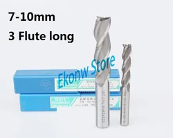 5 pcs 7 millimetri 8 millimetri 9 millimetri 10 millimetri Estesa allungamento Lungo tre Tre 3 Flauto HSS Fresa cutter CNC Bit Fresa Extra Lungo