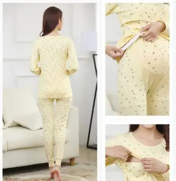 Autumn and winter cotton nursing pajamas Breast feeding clothes autumn and winter Nursing Tops Long Sleeve for Pregnant pajamas