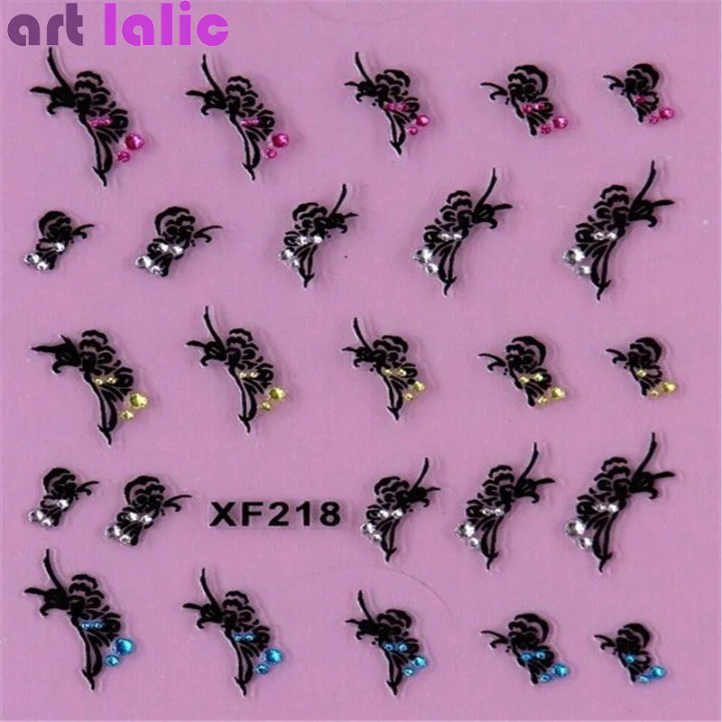 1 Sheet Fashion 3d Nail Art Sticker Nails Decal Butterfly and Flower with Rhinestones Charms DIY Decoration Manicure Tools