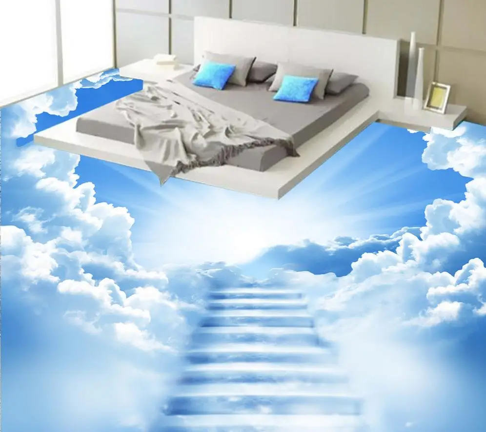 

3D wall murals wallpaper floor blue sky Custom Photo self-adhesive 3D floor PVC waterproof floor