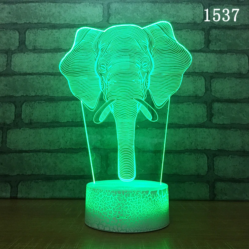 Elephants Novelty Night Light Stereo Vision 3D Lamp Children's Desk Induction 3d Light Fixtures Creative Products Wholesale