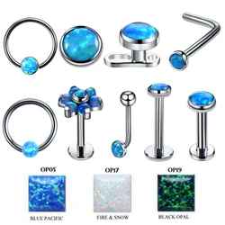 1PC Titanium Labret Nostril Vagina CBR Piercings Opal Ear Septum Helix Cartilage Opal BCR Piercings Micro Dermal Anchor Jewelry