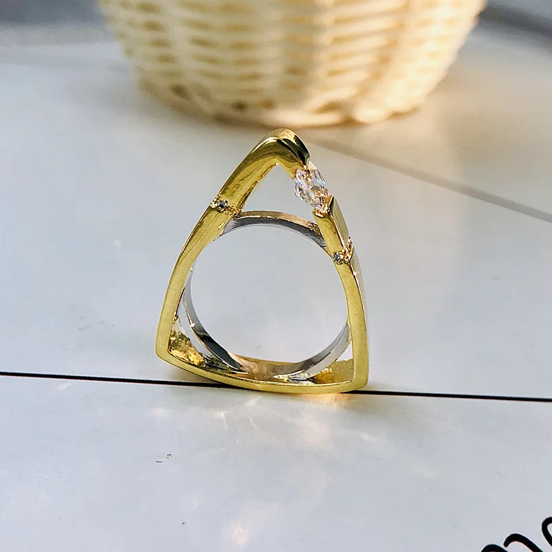 Vintage Female Zircon Stone Ring Unique Style Crystal Silver Gold Color Wedding Ring Promise Engagement Rings For Women