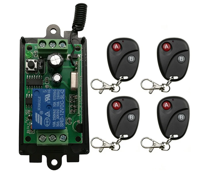 DC 9V 12V 24V 1 CH 1CH RF Wireless Remote Control Switch System Transmitter with Two-button Receiver Garage Doors /window /lamp