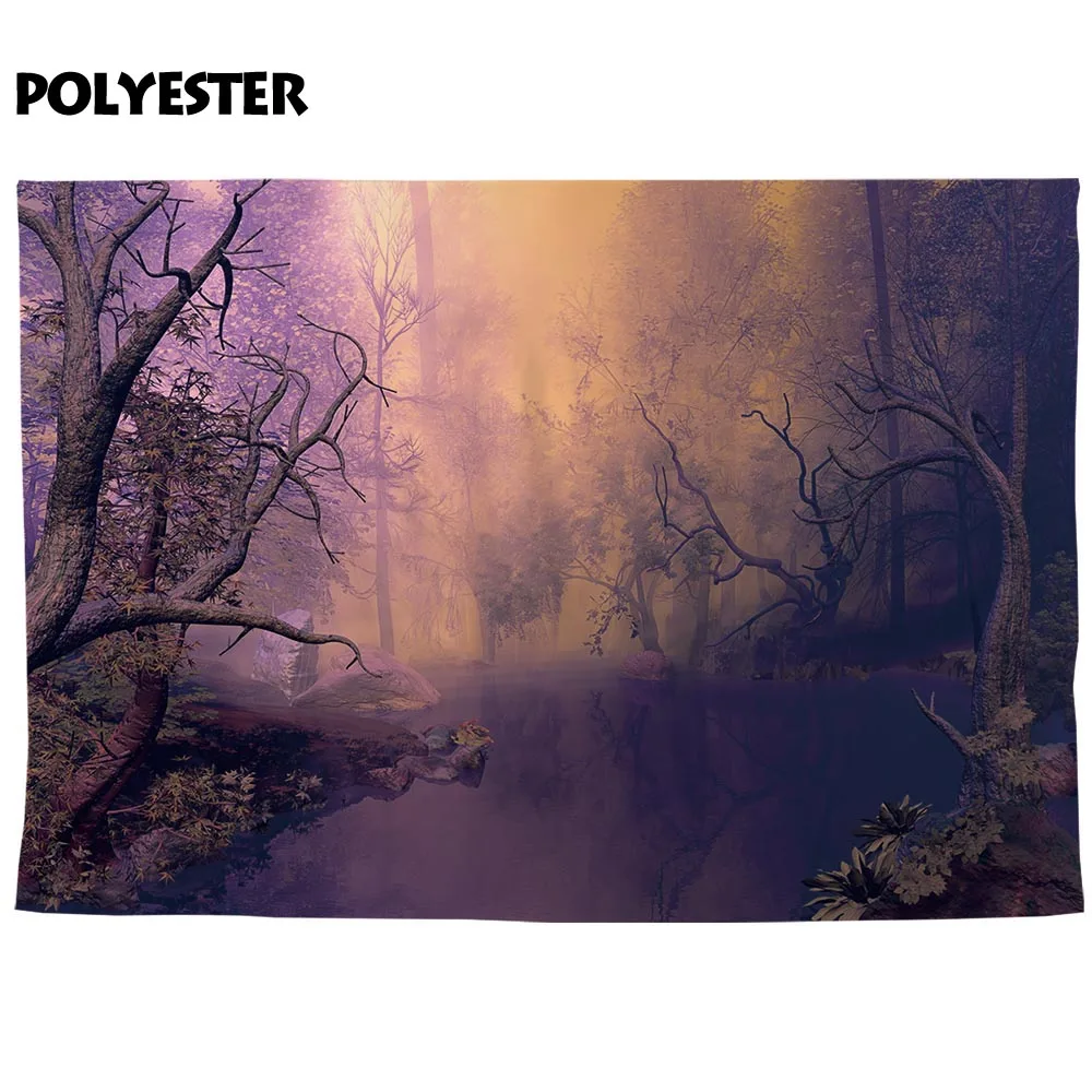 Allenjoy 사진 배경 할로윈 정글 안개 숲 풍경 호수 배경 photocall 사진 촬영 소품 장식 스튜디오