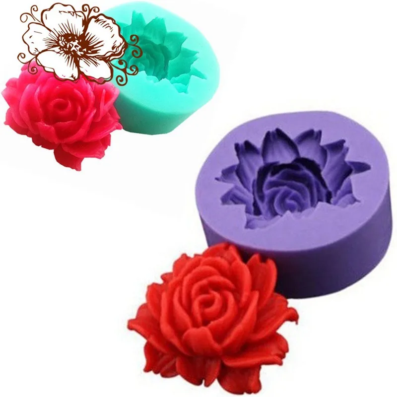 3D Rose Flower Shape Fondant Silicone Mold Mould Baking Cake Cookies Jelly Form Chocolate Soap Sugar Mold Handmade Soap Making