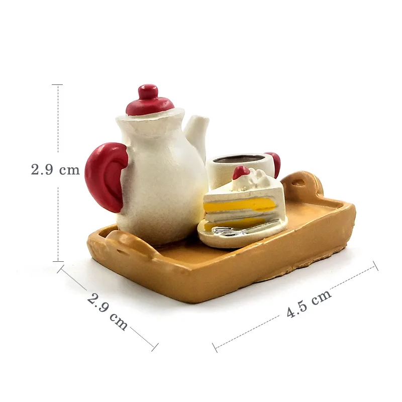 1pc Simulation Food Coffee Cake Mini figurine Decor Decole Garden cartoon character statue Model Resin craft toys ornaments