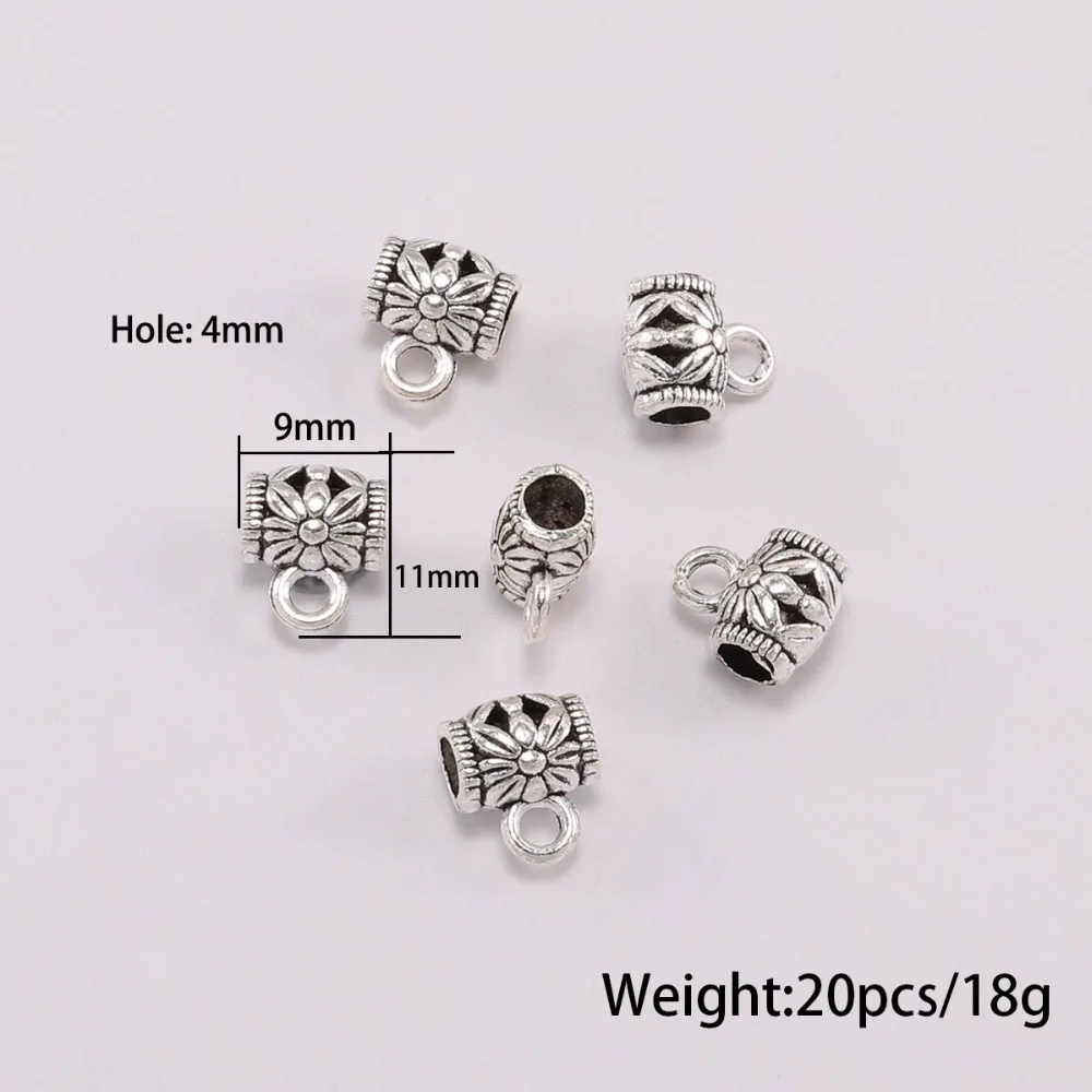 20pcs/lot Antique Clip Bail Beads Pendant Clasp Necklace Connector Bail Beads For Jewelry Making Findings DIY Supplies