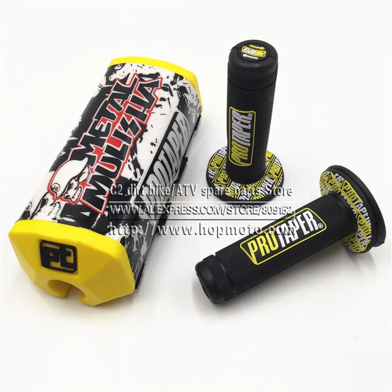 Dirt bike Metal Mulisha PROTECTOR Handlebar Breast Pad & MOTOCROSS BAR PROTAPER handle grips Black yellow Red Blue