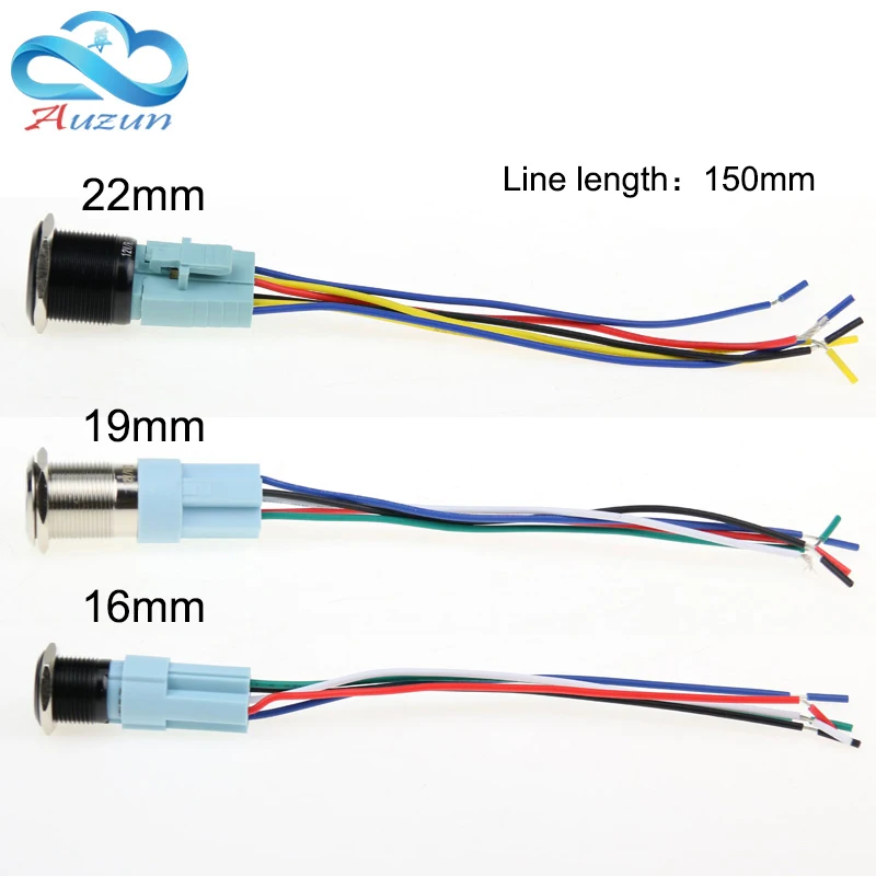 16/19/22mm metal button switch socket base button switch special base line length 150mm