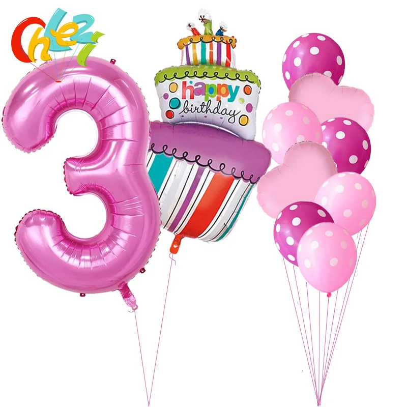 10pcs 40Inch Number 1 2 3 4 5 Foil Balloons Baby Shower 1st Birthday Party Decor Supplies Boy Girl Ball 2.8g Latex Helium Globos