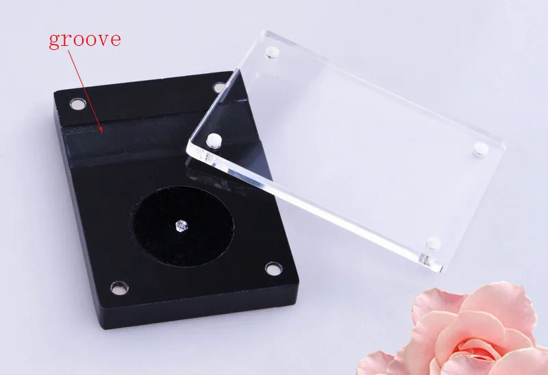 Loose Diamond Display Box Show Case Gems Packaging Case Price Tag Jewelry Acrylic Magnetic Gemstone Holder Black and Transparent