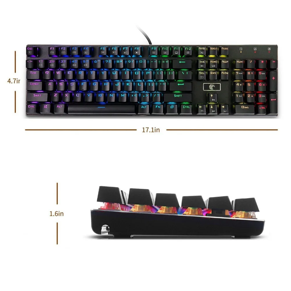 

Z88 UK Layout Mechanical Gaming Keyboard RGB LED Backlit Aluminum Anti-Ghosting 105 Keys qwertz Gamer Keyboard