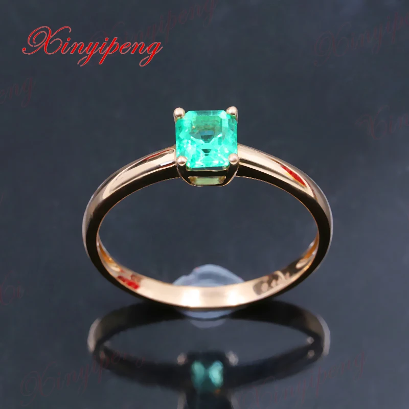 

Xinyipeng18K yellow gold inlaid natural emerald ring style beautiful women model