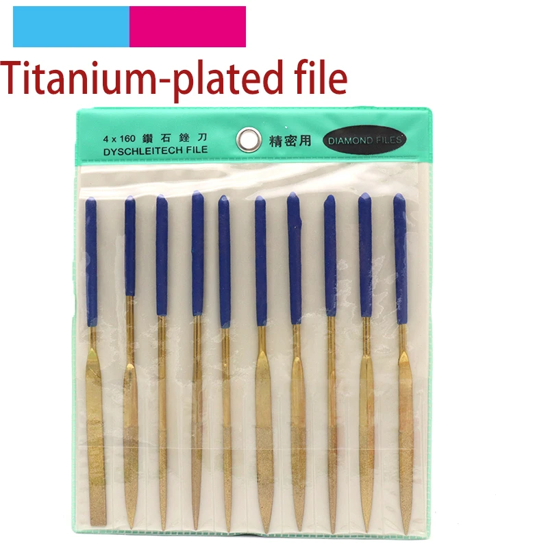 

10pcs 140/160/180mm Titanium-plated Diamond Assorted File Rasp Needle File Grinding Hand Tools Set For Jade Glass Metal Steel