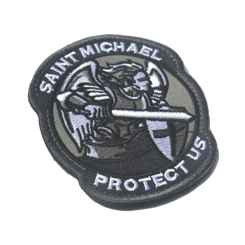 Saint Michael Beschermen Ons Patch Saint Michael Tactical Combat 3D Geborduurde Badge Voor Cap Applique Militaire Armband Patch
