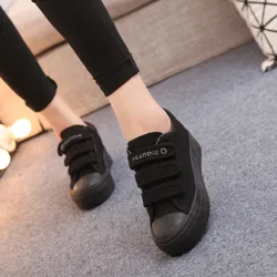 Nuova primavera estate tutto nero aumento traspirante ragazze Hook & Loop tela scarpe da donna scarpe singole eur35-39