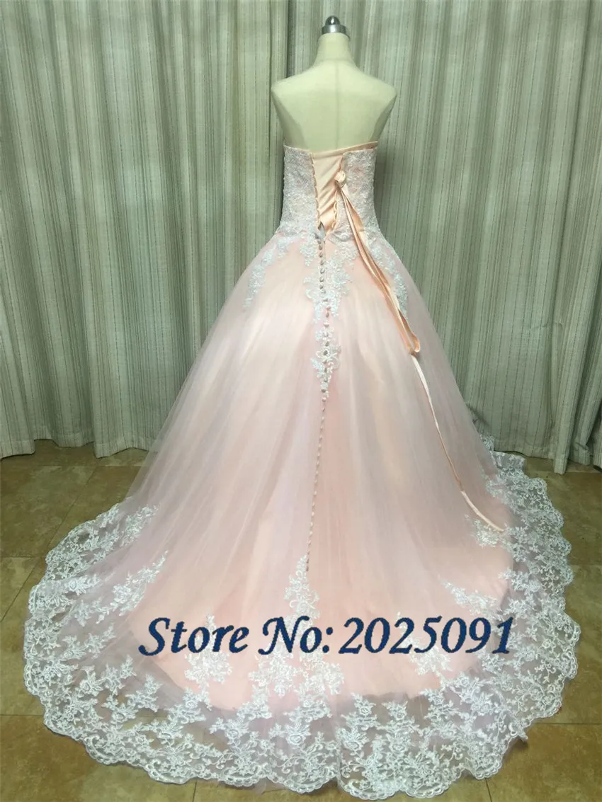 Sweetheart Blush Hồng Quinceanera Áo Bầu Voan Phối Ren Trắng Appliques Sweet 16 Đầm Vestidos 15 Anos