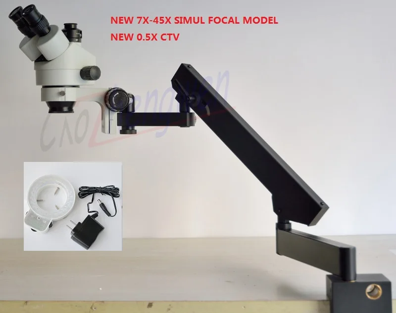 

FYSCOPE NEW MICROSCOPE 7X-45X STEREO ZOOM SIMUL FOCAL MICROSCOPE +ARTICULATING STAND MICROSCOPE +48 LED