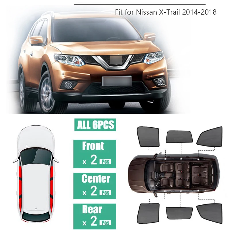 

Side Windows Magnetic Sun Shade UV Protection Ray Blocking Mesh Visor Fit For Nissan X-Trail 2014-2018