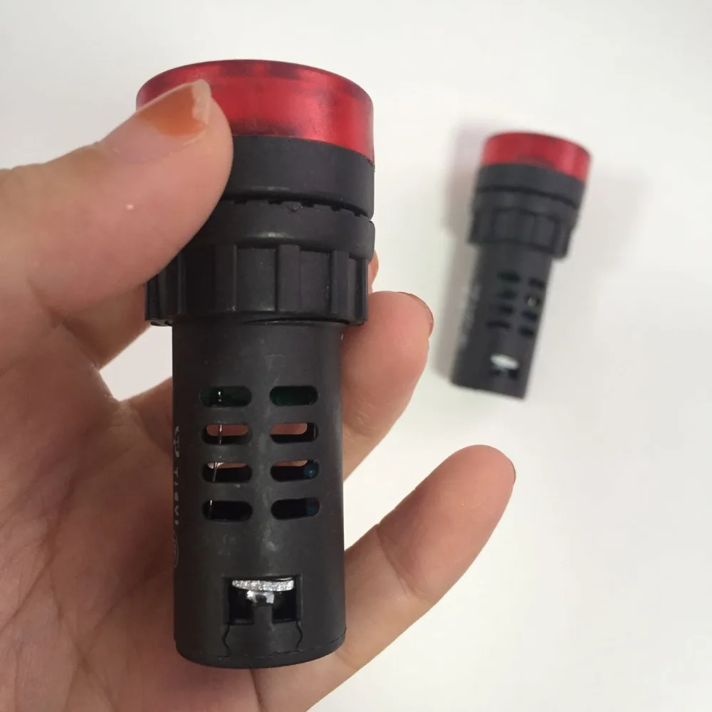 2 قطعة AC 220V 22 مللي متر الطنان تحذير الأحمر LED حادث ضوء مؤشر الإشارة AD16-22SM