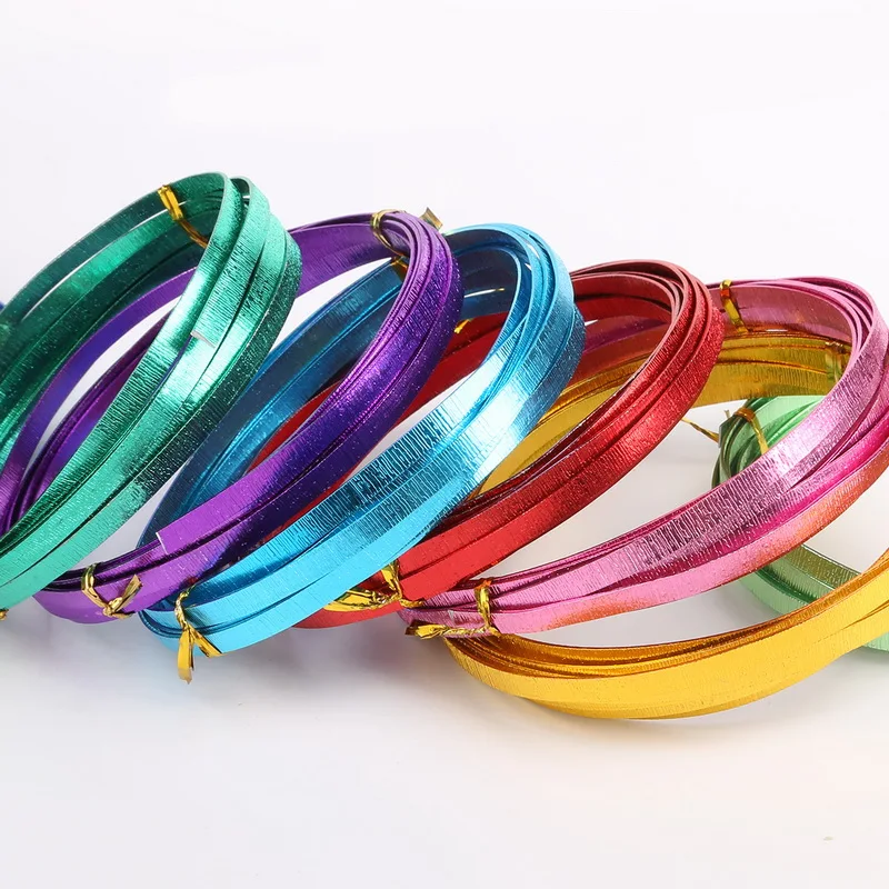 3m 12Color Width 5mm Thickness 1MM Flat Shape knurling Aluminum wire Soft Metal Floristry wire For Handmade Accessories