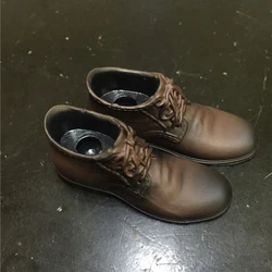 1/6 Scale Black Brown Action Figure Accessories Plastic Leather Shoes With Foot Shape Inside for Joint Male Figure Body