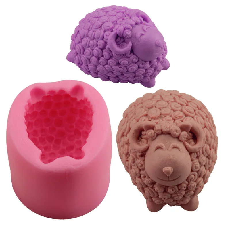 3D Cute Sheep Silicone Candle Molds Forms DIY Handmade Animal Candle Making Soap Clay Plaster Resin Moulds Cake Decorating Tools