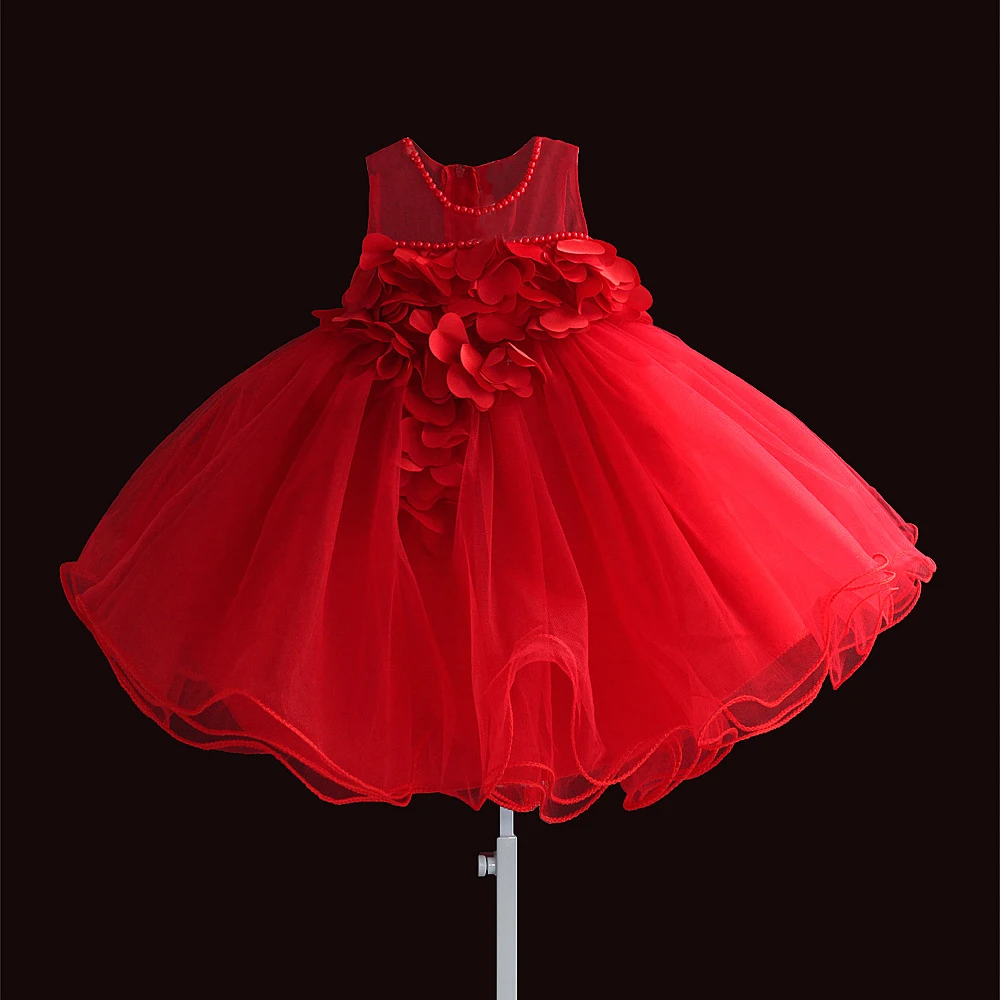 New Lace Baby Girls Dress Petal Flower Chiffon Party Princess Dress 1 Years Kids Girls Birthday Dresses Christmas Vestido 3M-4T