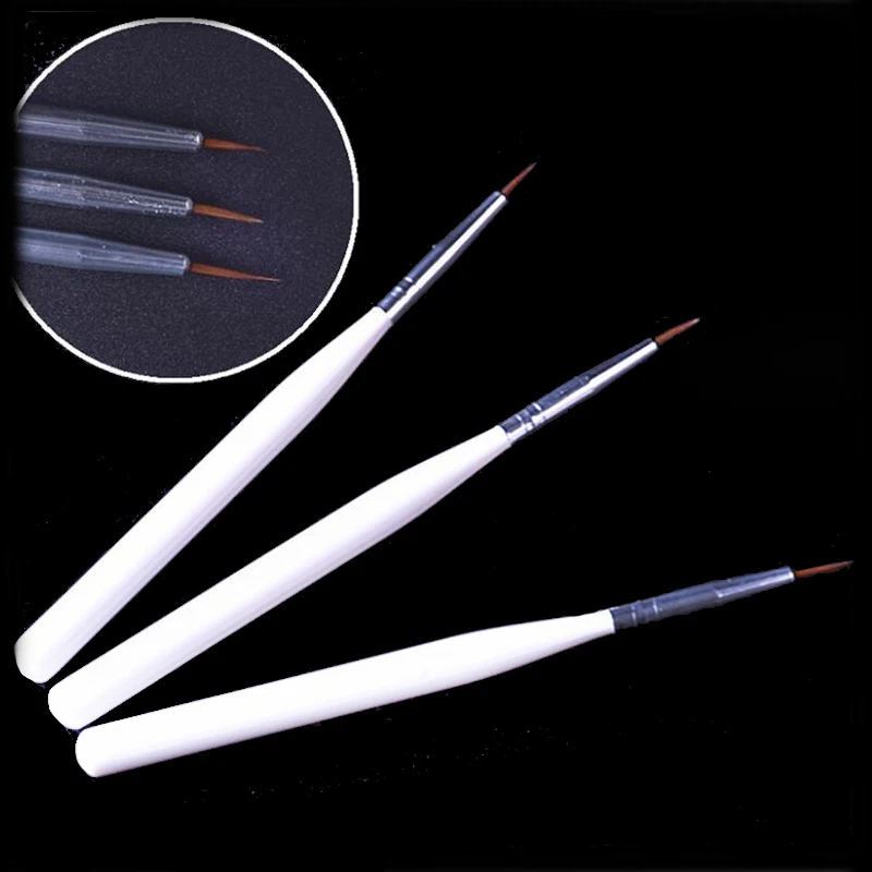 Hot 3pcs Dotting Painting Drawing UV Gel Liner DIY Nail Polish Grid Acrylic Brush Tool Nail Art Pens Professional Set Manicure