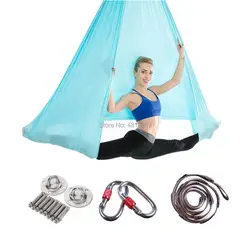 Nylon Silk Aerial Yoga Hammock Swing Full Set 5*2.8m Trapeze Inversion Hanging Belt Home Gym Fitness Mount Accessories Included