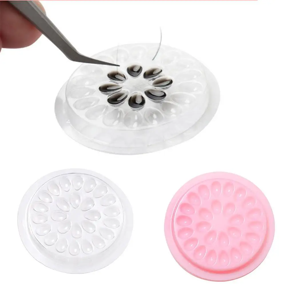 

20/50/100pcs Eyelash Glue Stand Holder Eyelash Extension Supplies Adhesive Pallet Plastic Gasket Eyelashes Glue Pads Makeup Tool