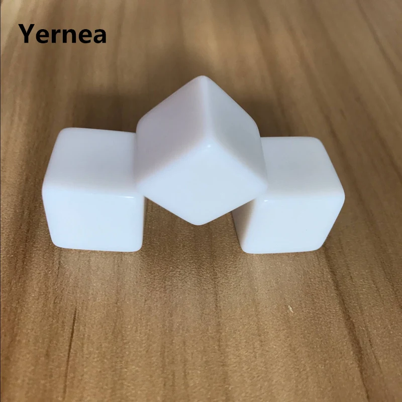 New 10Pcs/Lot 16mm Square Corner Acrylic Whiteboard Dice Can Write Dice White Light Surface Can Freely Creative DIY Dice Set